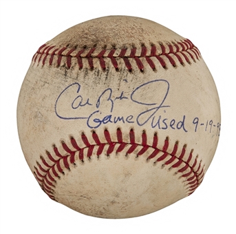 Cal Ripken Jr. Game Used and Signed Baseball From Last Game Of His Streak (Record 2632nd game of Streak) (PSA/DNA)